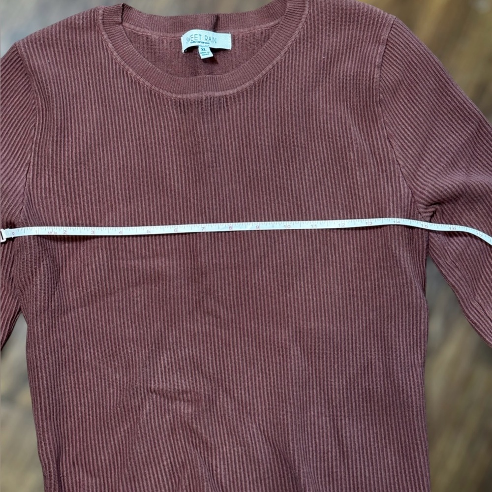 Sweet Rain Ribbed Knit Top | Rust Color | Size XL - Picture 3 of 5